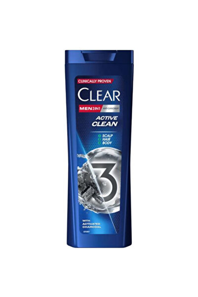 Clear Sampon 3 in 1 pentru Barbati - Men Anti-Dandruff 3 in 1 Active Clean, 3...