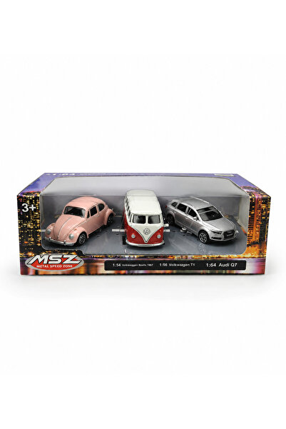 PONİKİDO MSZ 3'lü Metal Araba Seti – Volkswagen Beetle, Volkswagen T1 & Audi ...