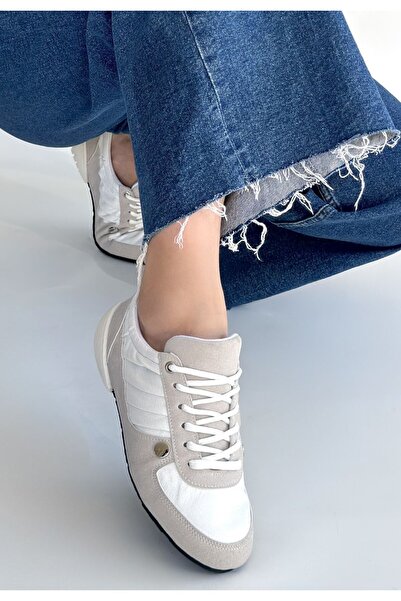 ALFA AKSESUAR 03 Jawen Gray Nubuck White Detailed Sports Shoes