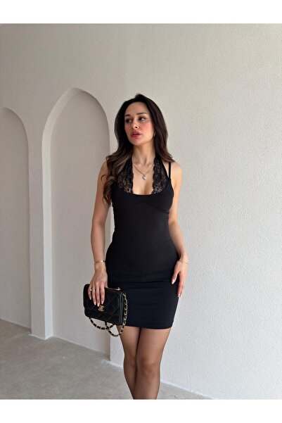 Mooi Butik فستان ليونى ميني 4587 - أسود