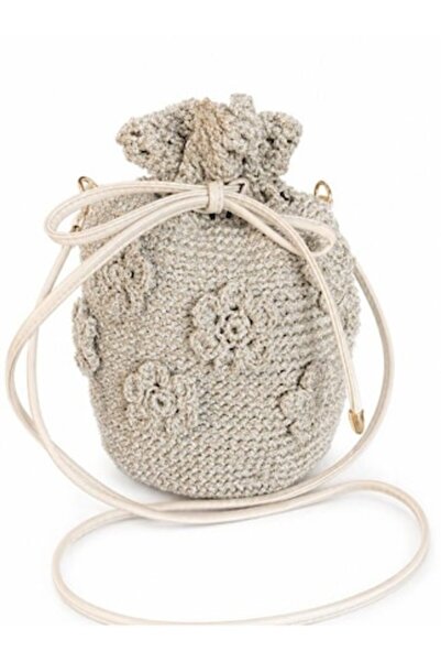 OEM Geantă tip găleată croșetată cu flori decorative, 25 cm înălțime x 20 cm ...
