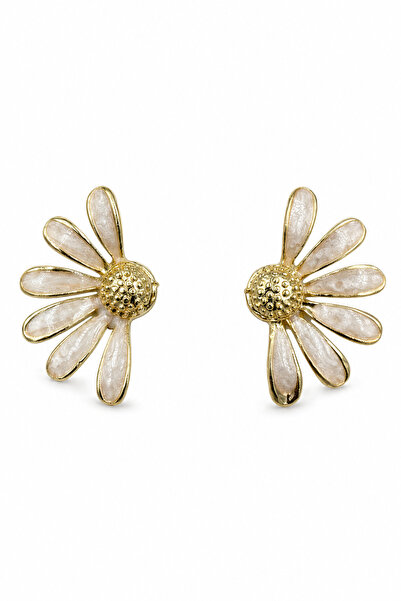 Jack Ferrero Daisy Figured Yellow Color Enamel Women's Earrings
