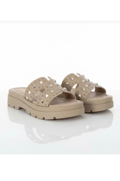 Anıl Ayakkabı Castle Women's 35350 Beige Cream Light Thick Sole Trok Detail D...