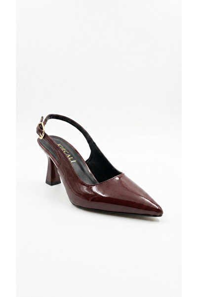 Ustalar Ayakkabı Çanta Burgundy Patent Leather Women's Heeled Shoes 036.1410