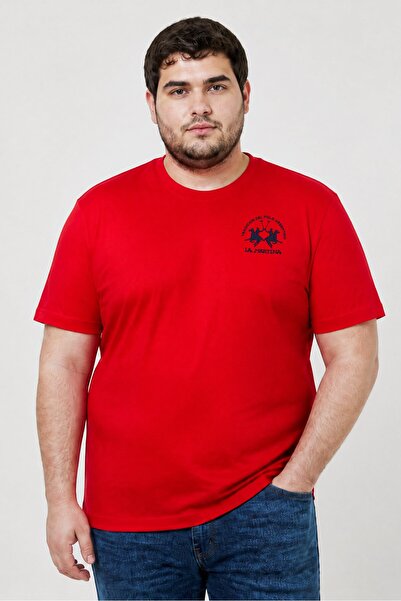 La Martina Men Crew Neck Short Sleeve Embroidered Logo T-Shirt, Red