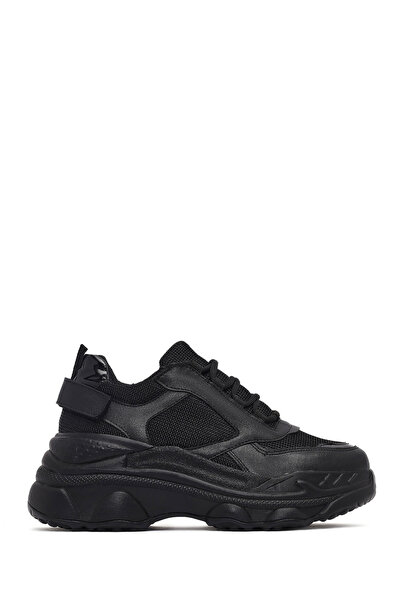Derimod Women's Black Lace-Up Thick-Soled Sneaker Af230002Sk