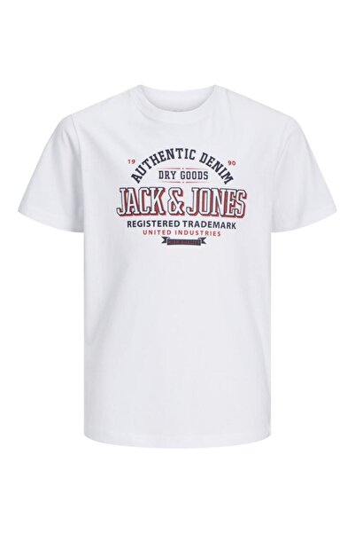 Jack & Jones Μπλούζα κοντομάνικη αγόρι "Surfer's club" λευκή-οργανικό βαμβάκι