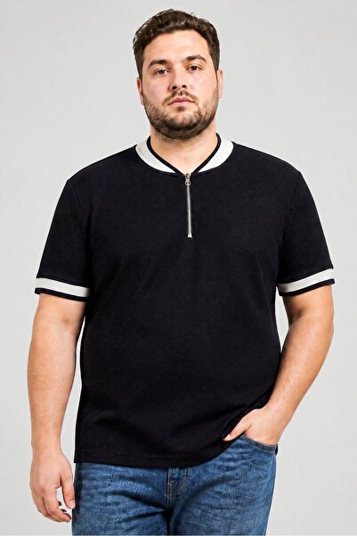 Brave Soul Men Regular Fit Textured Short Sleeve Polo Shirt, Navy