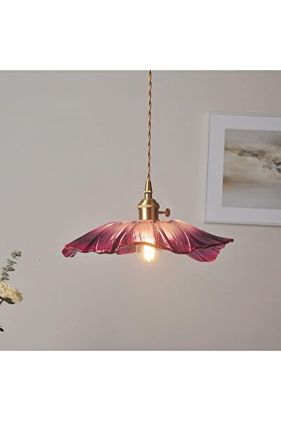 STARSTAR Retro LED pendant light with purple glass flowers, suitable for bars...