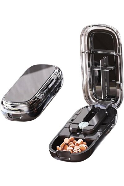 STARSTAR Clear black adjustable pill cutter, cuts 1/2 & 1/4 inch pills, porta...