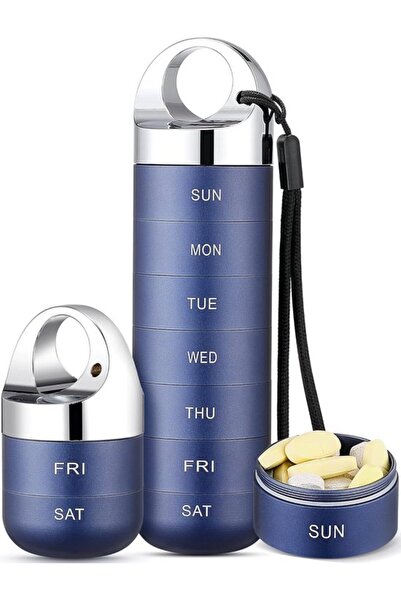 STARSTAR Metal Travel Pill Box - Portable Waterproof Weekly Pill Box - Large ...