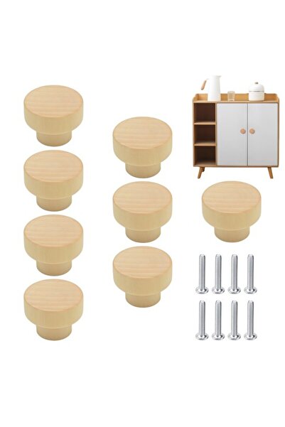 STARSTAR 8-Piece Natural Wood 35mm Cabinet Door Drawer Knob Set