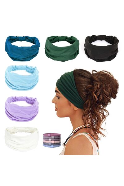 STARSTAR 6-Pack Yoga Straps Wide Version Non-Slip Women's Soft Elastic Headba...