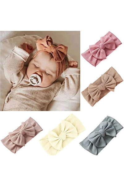 STARSTAR Baby Hairbands » 5-Pack Bow Hairbands, High Elasticity, Wide Knit Ba...