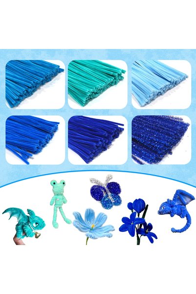 Choice 300pcs mixed blue 100/300 PCS 6 Colors Gradient Blue Pipe Cleaners Che...