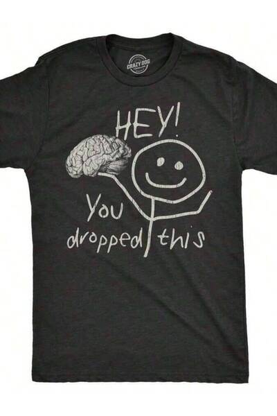 LİNA06 تي شيرت رجالي بطباعة "Hey You Dropped This Shirt" مضحك مع طباعة "Lost ...