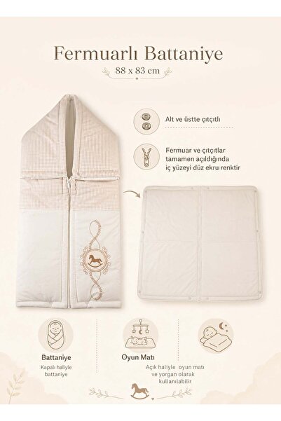 kitikate Royal Zippered Blanket Natural