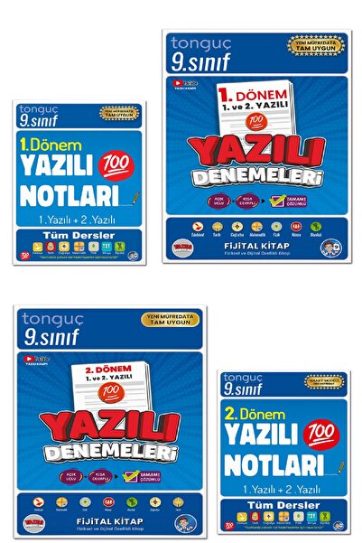 Tonguç Yayınları 9. Sınıf Yazılı NOTLARI ve DENEMELERİ - 1 ve 2. Dönem -