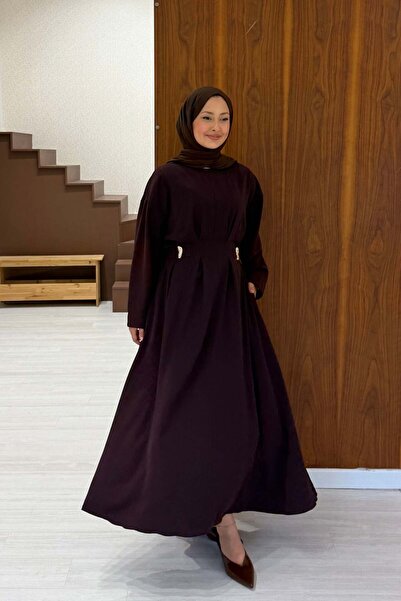 Faya Boutique Burgundy Crepe Fabric Frise Dress