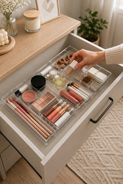 PUPSI Organizator Extensibil pentru Sertar Transparent, 8 Compartimente, Regl...