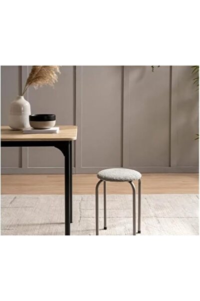 Generic Marius Round Stool Grey | Metal Legs, Round Seat