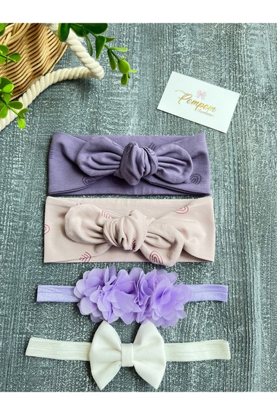 pempem bandana مجموعة مشابك باندانا باللون الأرجواني للفتيات الصغيرات