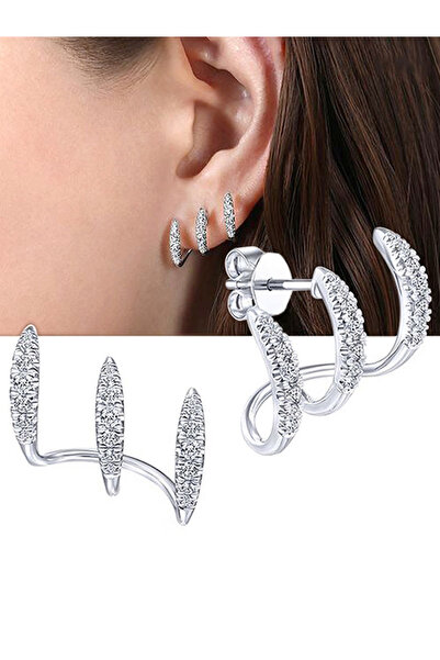 Take Two By Styli Three-Layer Curved Earrings