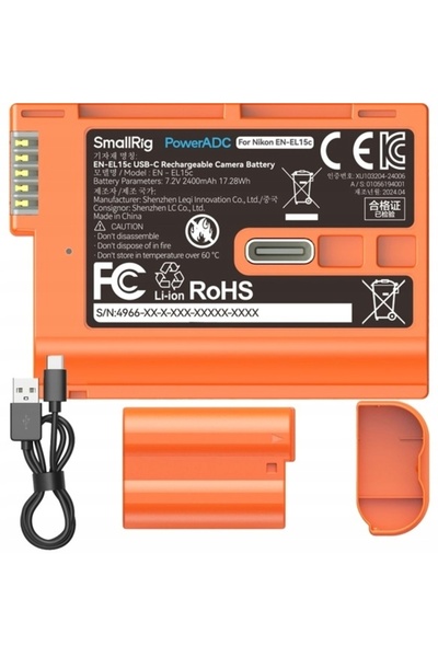 SmallRig 4966 EN-EL15c USB-C ORANGE aku. + CABLU pentru camere NIKON