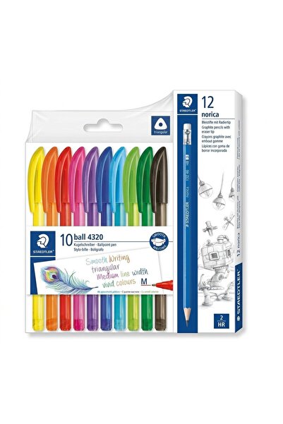 Staedtler School & Office Essentials Set – Ballpoint Pens 10 Pack + Graphite ...