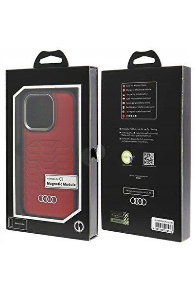 NO BRAND Audi Piele sintetică MagSafe iPhone 15 Pro 6.1 " roșu carcasă rigidă