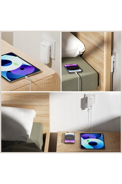 NO BRAND 4smarts FlatPlug Slim Dual 65W GaN 2xUSB-C încărcător de perete alb