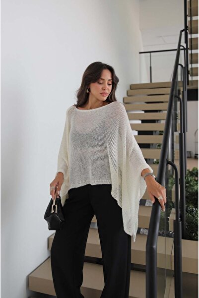 Havoş Ecru Glitter Mercerized Cape Blouse