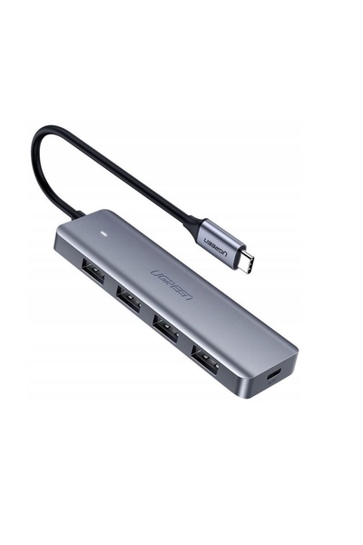 Ugreen Hub USB Tip C - 4x USB 3.2 Gen 1 cu port de alimentare USB-C, gri