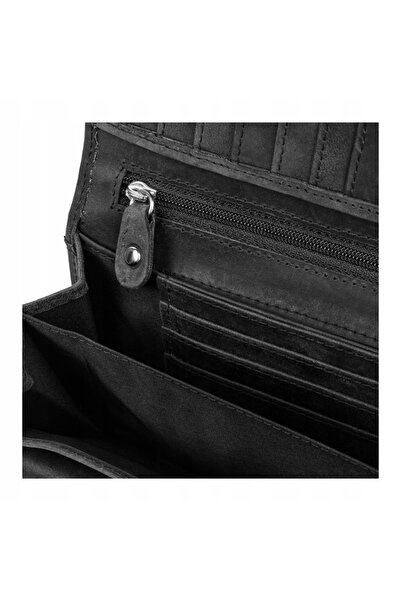 NO BRAND Portofel de damă din piele, negru, mare, Paolo Peruzzi, cu model flo...