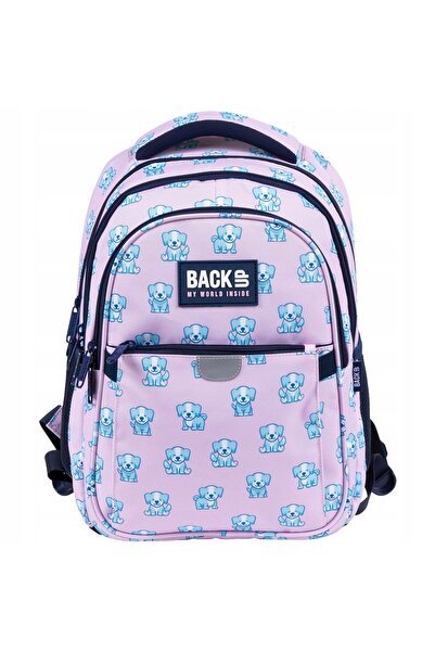NO BRAND Rucsac școlar pentru fete CĂȚEL PASTEL