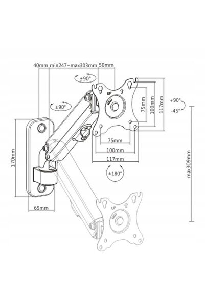 Gembird Suport monitor pentru montare pe perete, maxim 27 de inci. 7 kg