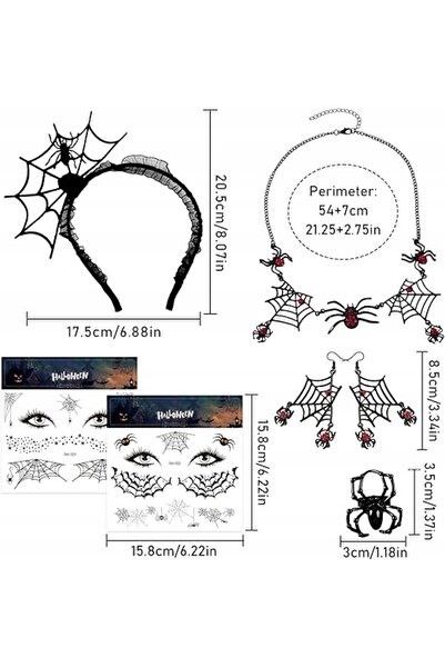NO BRAND SET DE HALLOWEEN: ACCESORII BĂRĂ DE CAP COLIER TATUAJE ȘI INEL! SET
