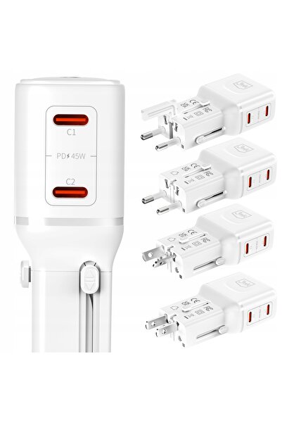 3MK Adaptor de călătorie Incharge Globe 45W Alb (Global)