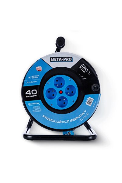 NO BRAND PRELUNGITOR CU TAMBUR RULANT, 4 PRIZE, 40 M, 3x1,5 mm², META-PRO