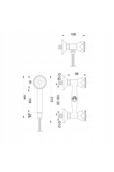 Hydroland Pulverizator de perete cu baterie, cromat, cu furtun de 150 cm și m...