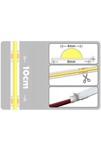 NO BRAND Bandă LED COB 24V rolă 10M 320 LED-uri/m NEON 6000K Alb Rece puterni...