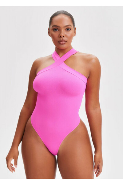 TaliedeViespe Body Modelator Roz cu Bretele Incrucisate Pentru un Abdomen Pla...