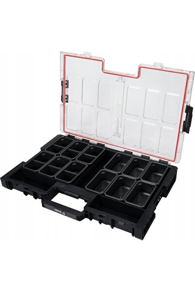 yato Organizator de sistem L S1, 12 compartimente, cu mâner, negru
