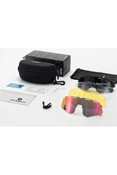ROCKBROS Ochelari de soare polarizați pentru ciclism sportiv + Lentile inters...