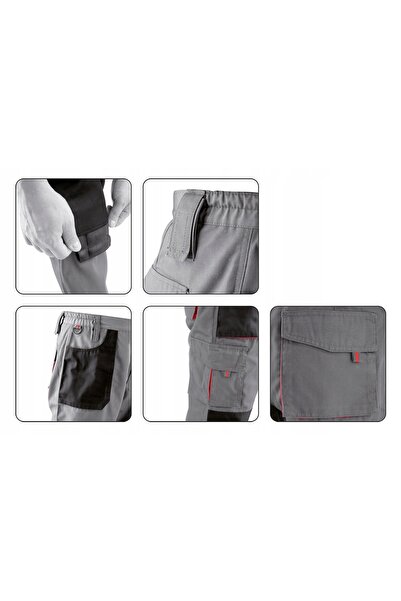 yato PANTALONI DE LUCRU L ȘI GRI-ROȘU 65% POLIESTER 35% BUMBAC 5 BUCĂȚI BOLSURI