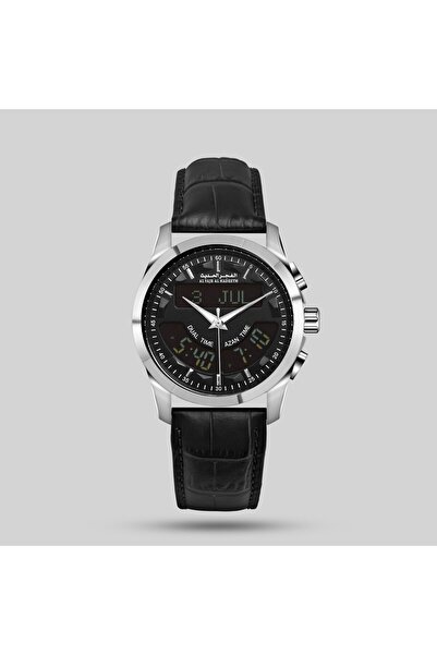 Generic Brand Al-Fajr Modern Leather Two Time Zone Silver Watch Model Al219Slb