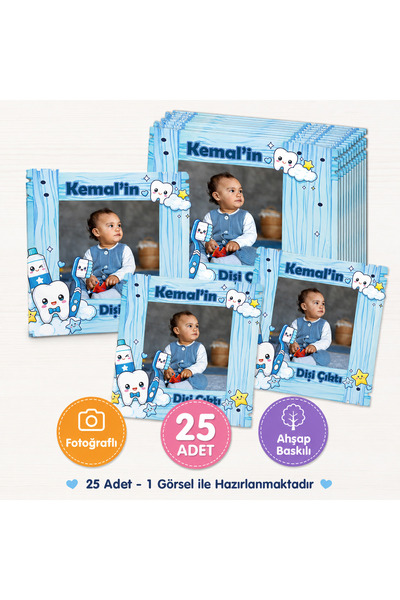 wonderlike 25 Adet Kişiye Özel Diş Buğdayı Magneti – Erkek Bebek Mavi Diş Çık...