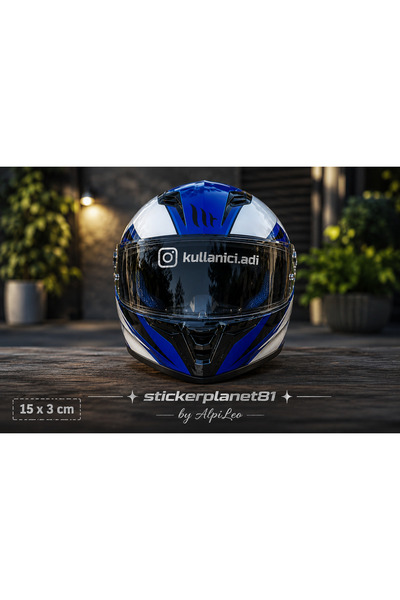 AlpiLeo Kişiye Özel Instagram Kullanıcı Adı Kask Vizör Sticker Gold Kesim Fol...