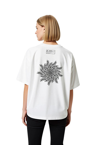 PayBuy Women's Oversize Art Printed T-Shirt with Leaf Motif, Snowflake Patter...