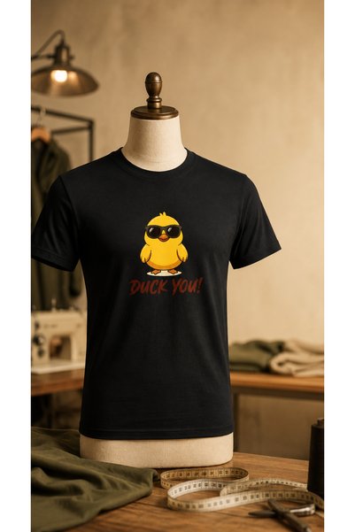Generic Brand Black Men's Tshirt Duck You Angry Duck Oversize